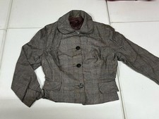Vintage Women s XS/S Gray Green Plaid Wool Crinoline Peter Pan Blazer 50s PLAY