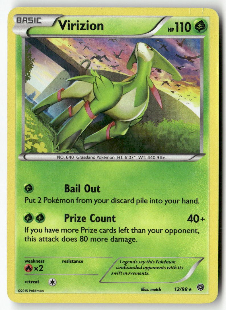Virizion 12/98 Holo Rare Ancient Origins Pokemon Moderately Played
