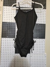 Black Ribbed One-Piece Swimsuit New