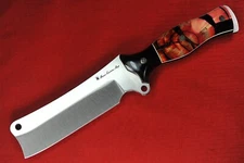 Busse Custom Tac Cleaver .22” Satin Blade Black G10 Grex  Red Clam Shell Handle