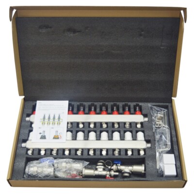 10-Branch PEX Radiant Geothermal water divider Floor Heating Manifold Set
