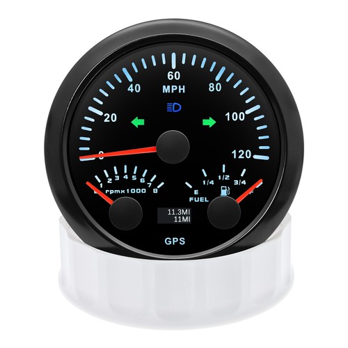 85MM Boat 3 IN 1 Gauge GPS Speedometer 120MPH With Tachometer Fuel Level Gauge - Picture 7 of 11