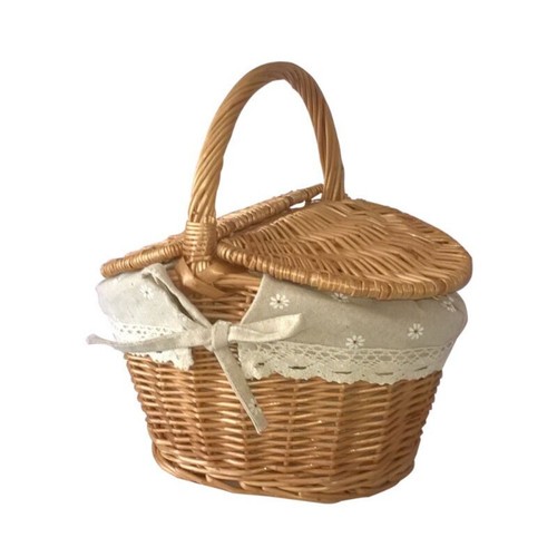 Wicker Picnic Basket Storage Hamper Shopping Baskets Outdoor Picnic Hiking - Picture 8 of 8