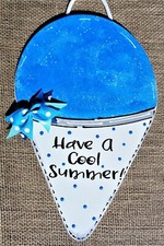 Blue Raspberry SNO CONE SIGN Shaved Ice Snow Wall Door Hanger Glittered Plaque