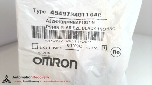 OMRON A22NNBNMNBAP102NN, INTERRUPTOR PULSADOR NEGRO, 1NO/1NC, NUEVO #326779 - Imagen 2 de 5