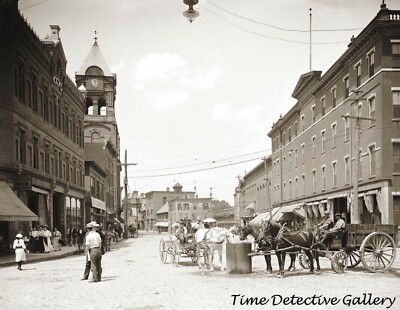 Town Square, Bellows Falls, Vermont - 1907 - Historic Photo Print