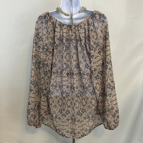 CAbi Sienna XS Floral Blouse Top Shirt Style 5028 Boho Sheer Womens Extra Small - Picture 5 of 8