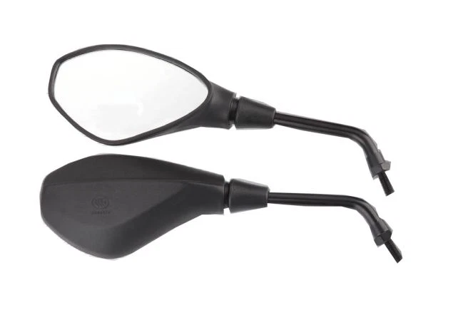 Black motorcycle rear view mirror pair