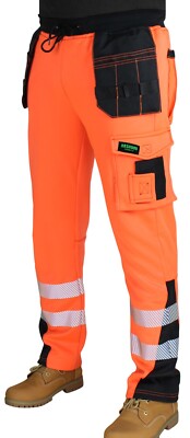 Herren Fleece Hi-Viz Arbeitshose Warnschutzhose Jogger Workwear