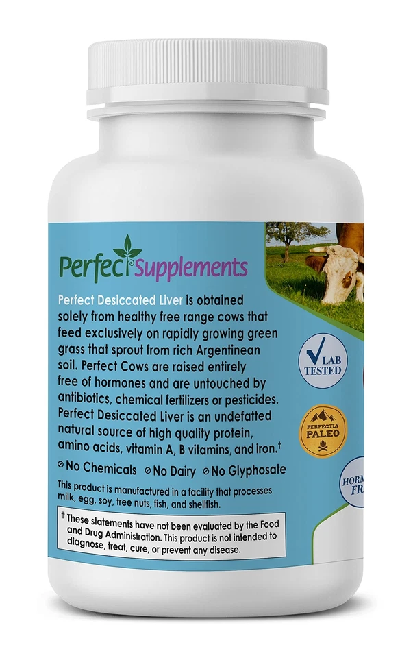 Cápsulas de hígado de res alimentadas con pasto nutrientes proteínas naturales densas vitaminas hierro 80... Foto 3 de 4