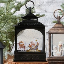 RAZ Imports 11" CHRISTMAS ANIMALS SANTA SLEIGH LIGHTED WATER LAMP LANTERN Globe