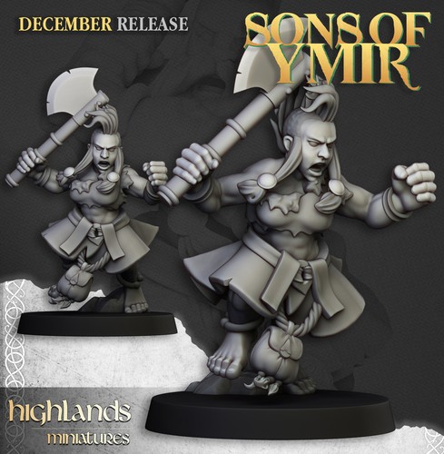 Dwarf Deathseeker, Wargames Fantasy RPG D&D Barbarian Dwarf Axemen Miniature - Picture 7 of 20