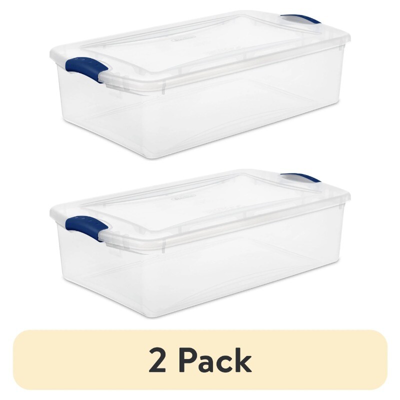 2-Pack 32 Quart Underbed Storage Bins with Secure Latch Lids