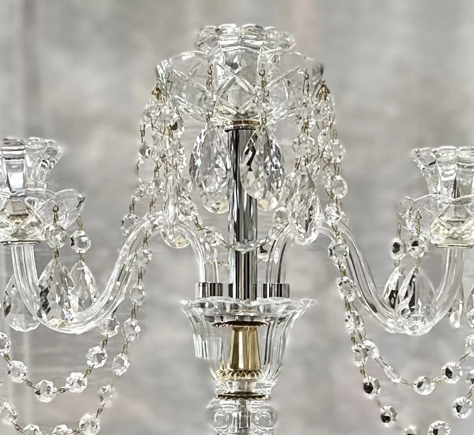 Candelabra Crystal Clear Industries Upcycled with Hanging Crystals Gold & Silver - Image 4 of 4