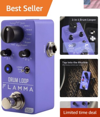 Looper Pedal Drum Machine 2 in 1 Drum Looper Guitar Pedals, 20 Minutes Loop T...