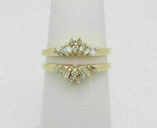Enhancer Guard Wrap Ring 1Ct Baguette Lab-Created Diamond 14K Yellow Gold Plated - Picture 2 of 3