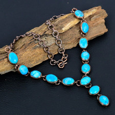 Turquoise Gemstone Copper Electroformed Jewelry Handmade Necklace Gift For Love