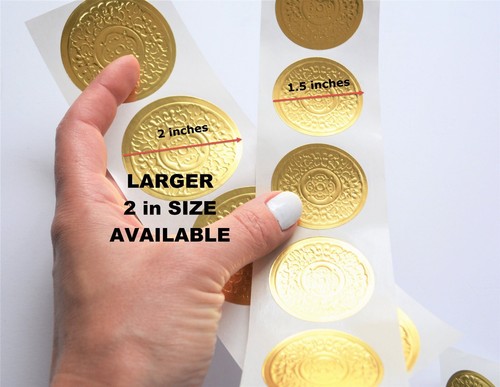 100 High Quality GOLD / SILVER Wedding Envelope Seals Round EMBOSSED Sticker USA - Picture 6 of 10