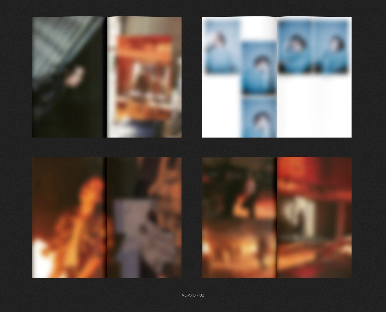 Agust D SUGA BTS album cover with six blurry, overexposed image panels and visible lyric text.