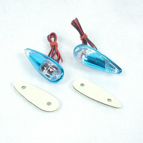 Clignotant Universel Moto/scooter - Style Goutte D'eau, Effet Carbone, Ampoule Bleue - Réf. MP.892 - Neuf