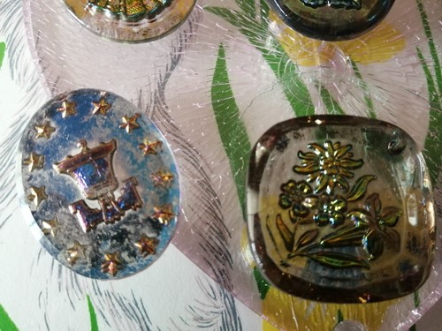 6 wunderschöne alte böhmische Glaschmucksteine Antikschmuck Gemme - Bild 5 von 7