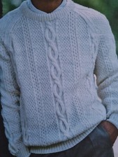 Aran Knitting Pattern Mens  Sweater Size 34 - 48" (914)
