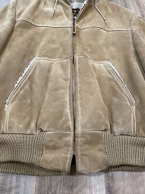 VTG 70s/80s Genuine Leather Suede Sherpa Lined Hooded Full VTG 70s/80s Genuine Leather Suede Sherpa Lined Hooded Full