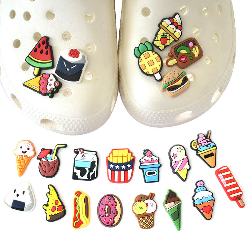 10Pcs Mixed Pizza Food Drink Ice Cream Shoe Charms Sandals Buckl