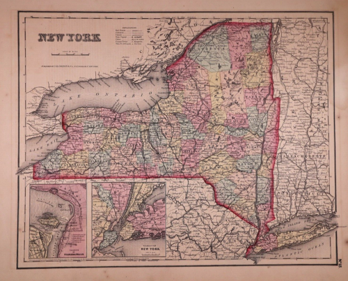 Carte 1855 ~ ÉTAT DE NEW YORK ~ Carte authentique de l'Atlas Colton (15x17) -#009 - Photo 1/1
