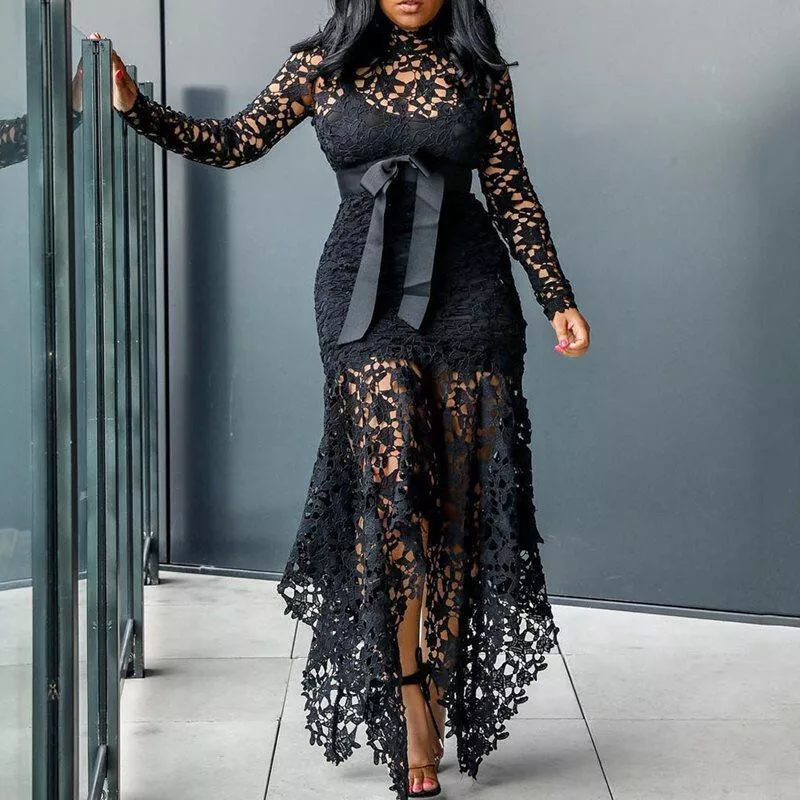 Women's lace top maxi dresses