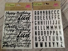 DIY Lot of 2 Crafters Square Rub On Transfers 1  Black Alphabet and Sayings