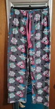 Gray René Rofé Sleepwear Owl Pajama Pants Size Large