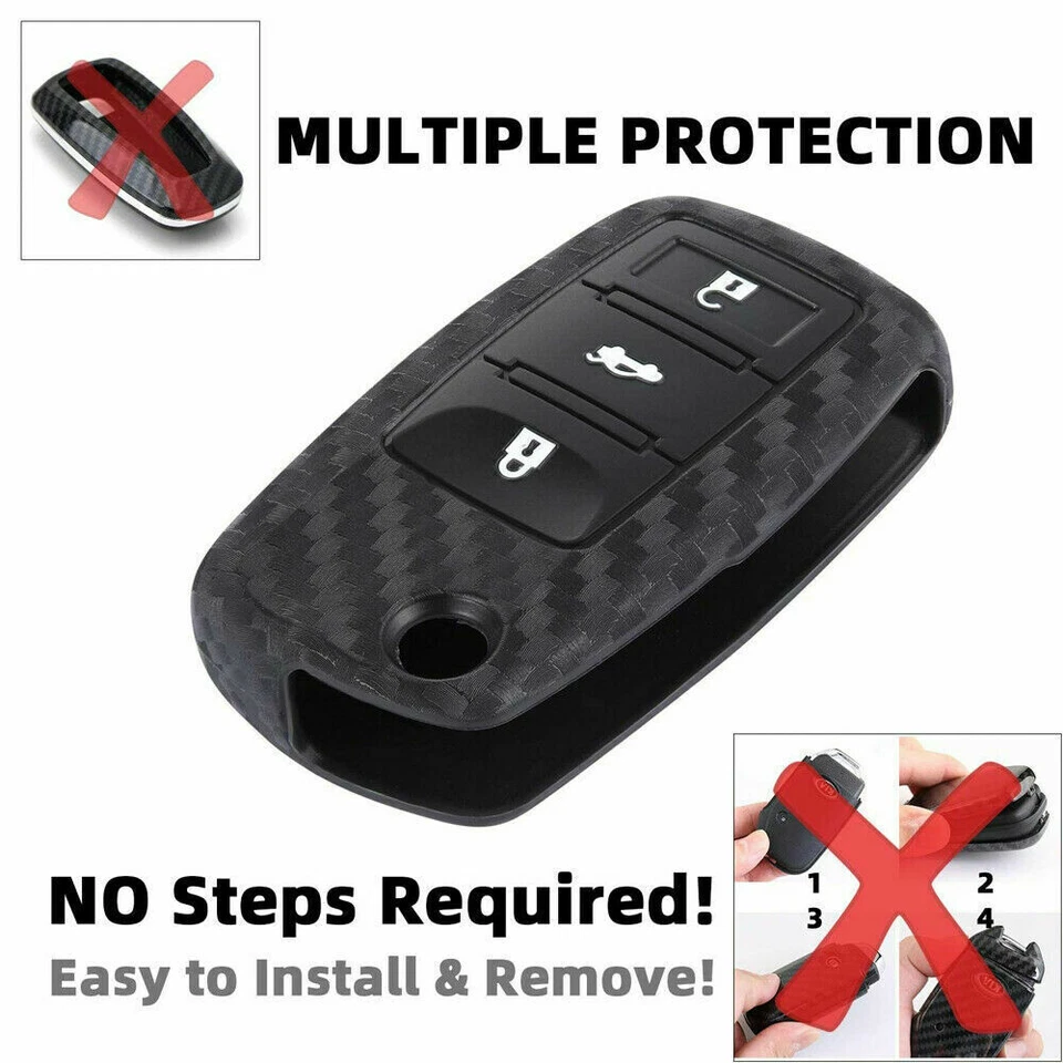1pc Carbon Fiber Full Cover Soft Silicone Key Fob Case for Volkswagen - Image 2 of 4