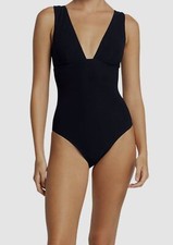Jets Women's Blue Solid Stretch Molded Sweetheart-Neck One-Piece Swimsuit Size 4