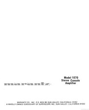 Marantz 1070 Amplifier Owners Instruction Manual