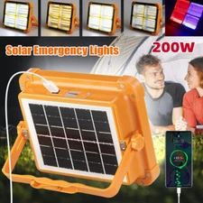 200W LED Solar Camping Lantern Power Bank LED Tent Light Flashlight Rechargeable