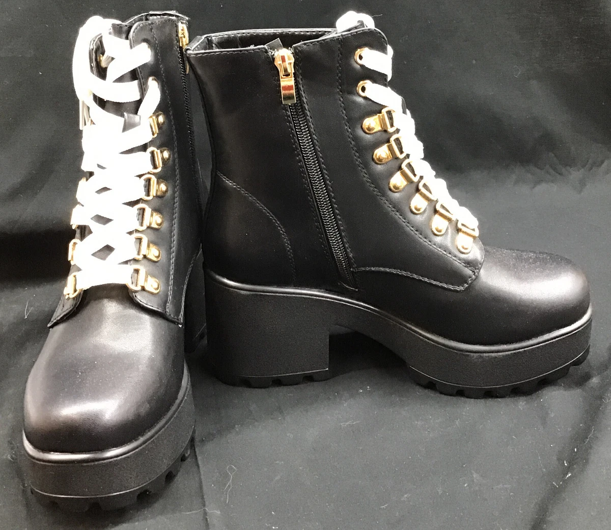 White boots cheap black laces
