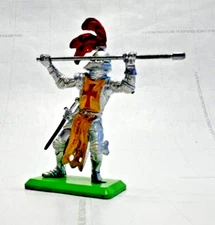 Vintage Britains Deetail Medieval Silver Knight of the Cross w/ Halberd 1971 G