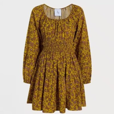 NWT $129 SAM EDELMAN LORA MINI DRESS IN GOLDEN SPRIG -OLIVE OIL X-Small |  eBay