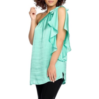 V by Vanessa Williams Satin Ruffle One Shoulder Top Size S~3X