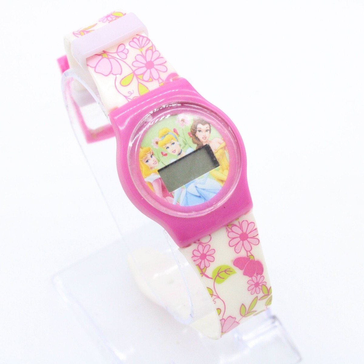 Vintage Disney Digital Watch Unisex Pink Rubber Band Floral