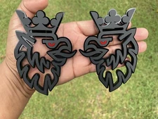 Saab Griffin Car Emblem Badges Matt Black Red Eyes Custom New￼
