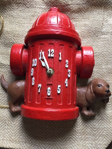 Vintage Kitchen Kitsch  Spartacus fire hydrant & dachshund Tail Wall Clock