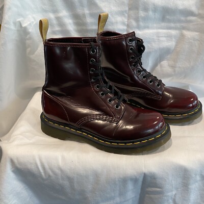 Dr. Martens 1460 Vegan Cherry Red Boots, Pre Loved, Mens