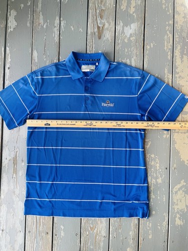 CUTTER & BUCK Dry Tec Mens Polo Large Short Sleeve Golf Logo Lightweight Blue - Picture 6 of 10