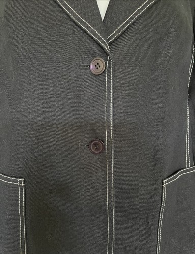 Talbots Petite Irish Linen Blazer Jacket With Decorative Topstitching Size 6P - Picture 2 of 7