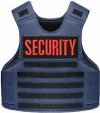 SECURITY embroidery patches 4x11 hook on back ON RED ON BLACK