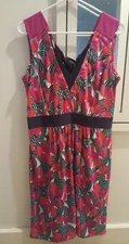 NWT $325 Tory Burch Augustina Tulip Jersey Silk Floral Pink Navy Dress