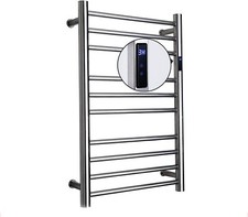 Bathroom Chrome Electric Heated Towel Rail Warmer Timer & Thermostatic Radiator