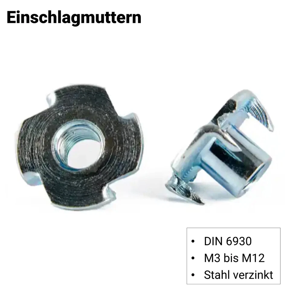 Einschlagmuttern Einschlagmutter M3 bis M12 ISO 6930g / DIN 6930 Stahl verzinkt - Bild 2 von 3